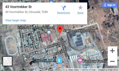 Where to find the Wijnhuis liquor store in Citrusdal - click for larger map and directions.